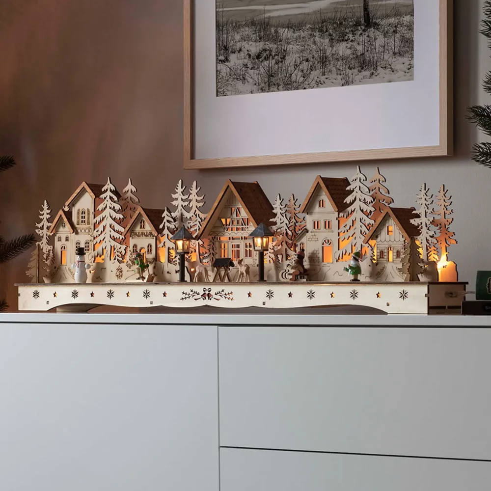 Forbedre klæde Instrument Julelandsby med lys – juleudstilling med lys, bevægelse og lyd –  Lunelamper.dk
