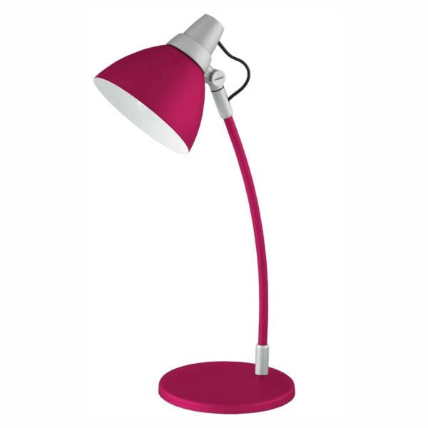 Farveglad bordlampe i lyserød med fod