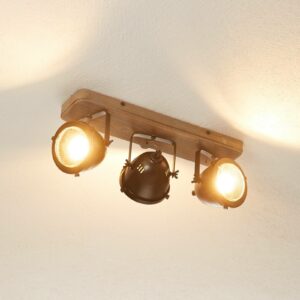 Loftlampe Carmen Wood i industristil – 3 lys