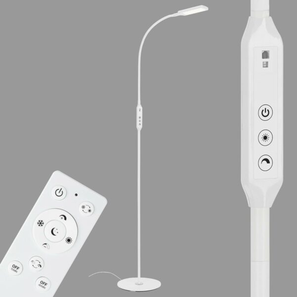 1296-016 LED-gulvlampe med fjernbetjening, hvid