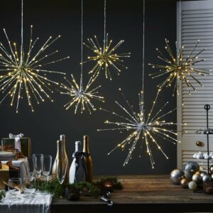 LED dekolampe Firework, 5 lysvarianter, sølv