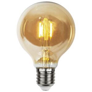 E27 G80 LED-pære, 0,23W, filament, 24V, rav, 4 stk
