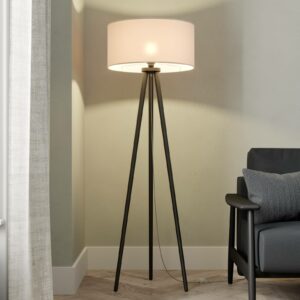 Mabia gulvlampe, trebenet, hvid, sort