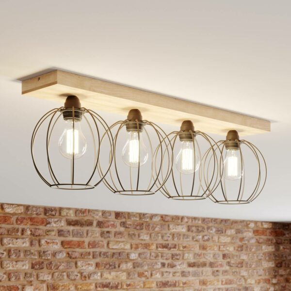 Dorett loftlampe, egetræ, 4 lyskilder