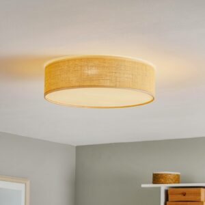Jute loftlampe med beige skærm, Ø 48 cm