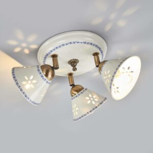 Loftlampe NONNA i hvid keramik, med 3 lyskilder