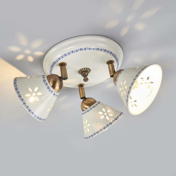 Loftlampe NONNA i hvid keramik, med 3 lyskilder