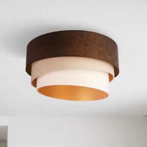 Devon loftlampe, brun/beige/écru/guld, Ø45 cm