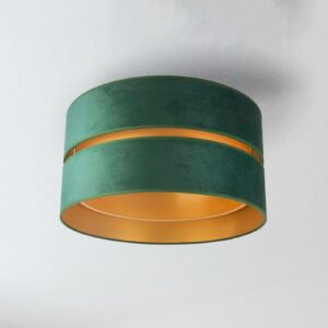 Duo loftlampe af stof, grøn/guld, Ø40 cm