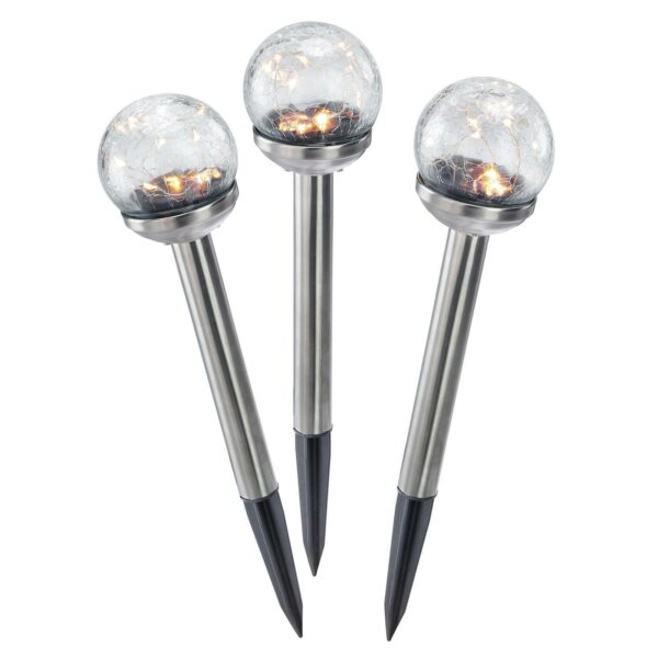Golden Balls LED-deko.lampe, solceller, sæt med 3