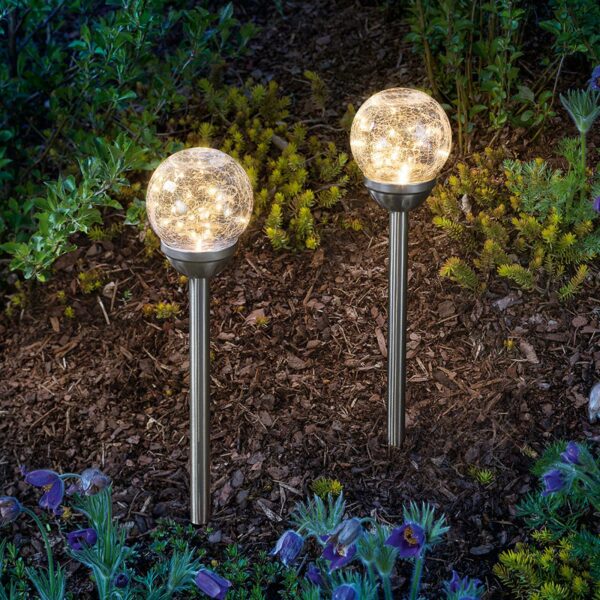 Solcellelampe Golden Dream med jordspyd i 2&apos;er sæt