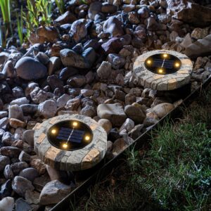 LED-gulvlampe med solcelle, 2 stk, betonlook, brun