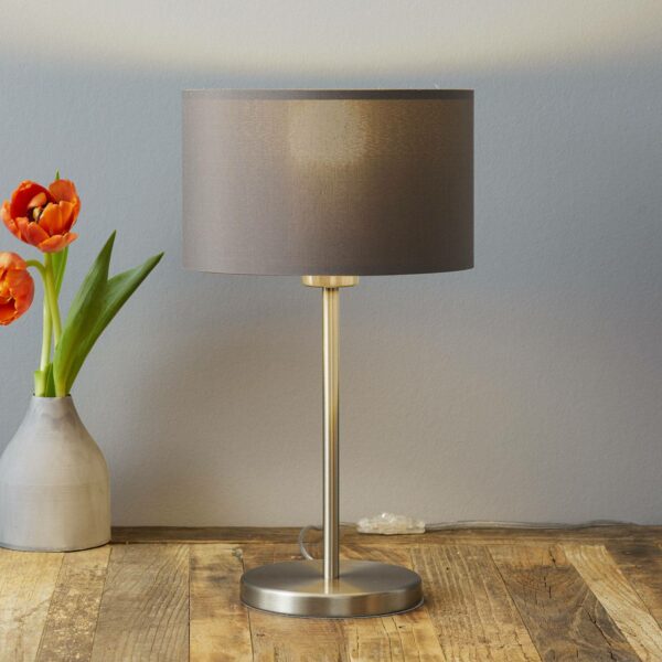 Maserlo stof-bordlampe, cappuccino