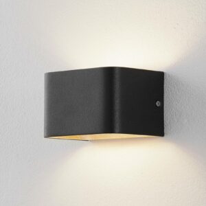 Lucande Sessa LED-væglampe, 13 cm, sort/guld