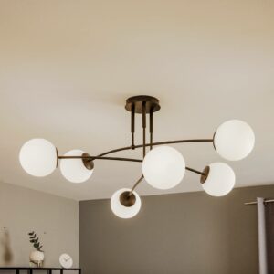 Pregos 6 loftlampe i sort, 6 lyskilder