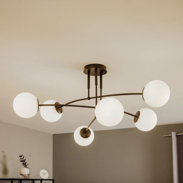 Pregos 6 loftlampe i sort, 6 lyskilder