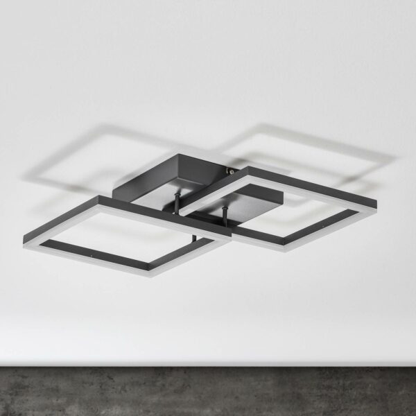 Bard LED-loftlampe 45x45 cm, 2 lyskilder, antracit