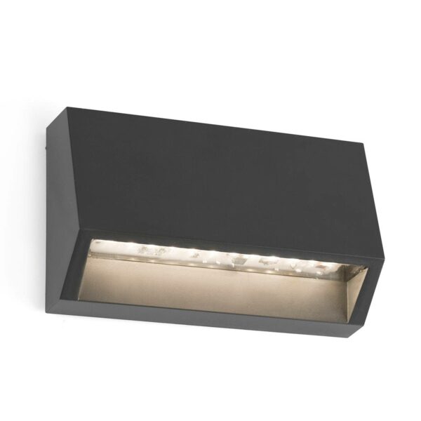 Kantet Must udendørs LED-væglampe - 9,6 cm