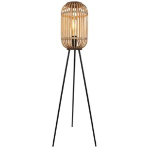Malacca gulvlampe med træskærm