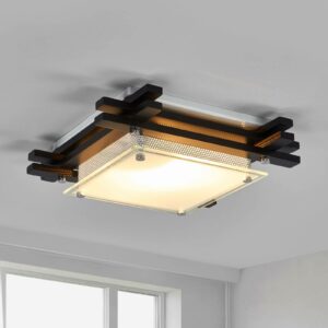 Loftslampe EDISON i mørkt træ