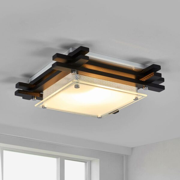 Loftslampe EDISON i mørkt træ