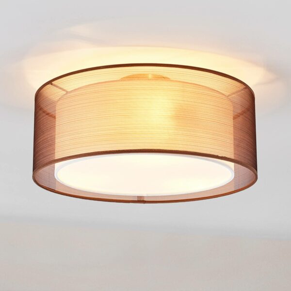 Brun stof loftslampe Nica