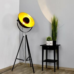 Mineva elegant gulvlampe i sort og guld