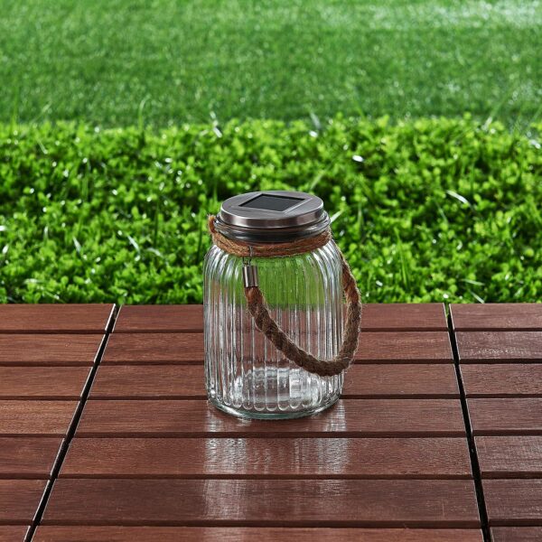 Solcellelanterne Farid af glas med LED