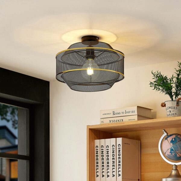 Lindby Dionta loftlampe med bur, sort