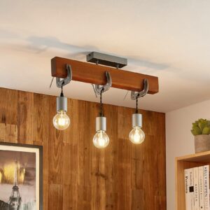 Lindby Asya loftlampe, træ, krom