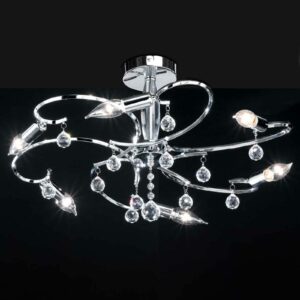 SALA loftlampe i blank krom med seks lys