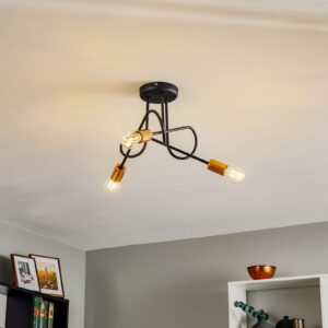 Oxford loftlampe, 3 lyskilder, sort/kobber