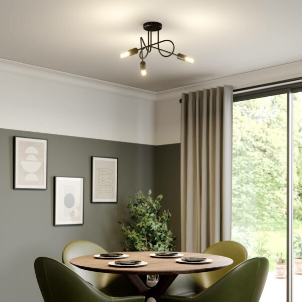 Oxford loftlampe, 3 lyskilder, i sort