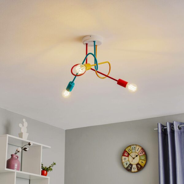 Oxford loftlampe, 3 lyskilder orange/rød/turkis