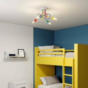 Oxford loftlampe, 4 lyskilder, kulørte arme