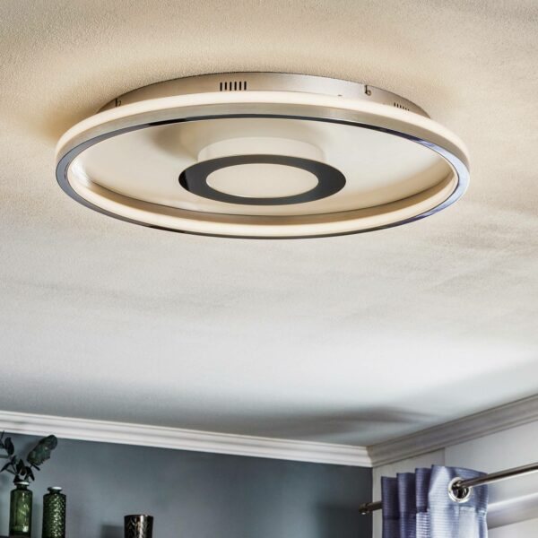 LED-loftlampe Bug rund, krom, 60 cm