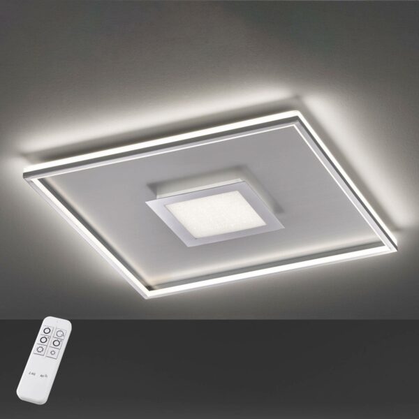 Bug LED-loftlampe, kvadratisk, krom 40x40cm
