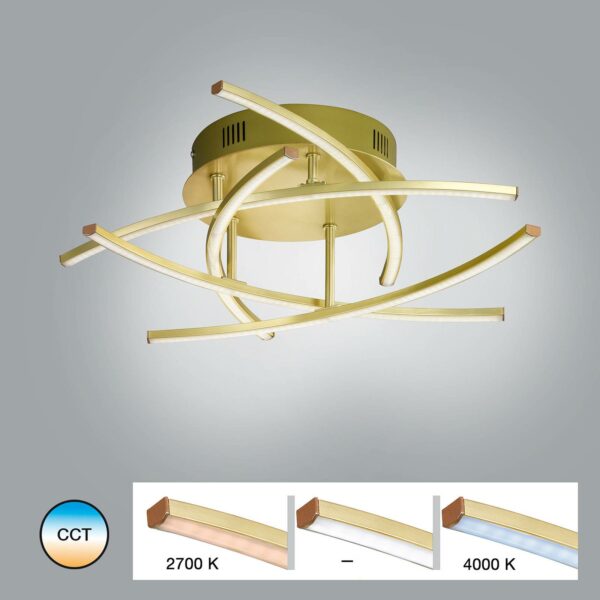 Cross LED-loftlampe Tunable White, 5 lkld, messing