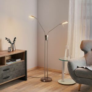 Pool TW LED-gulvlampe, 2 lyskilder, nikkel