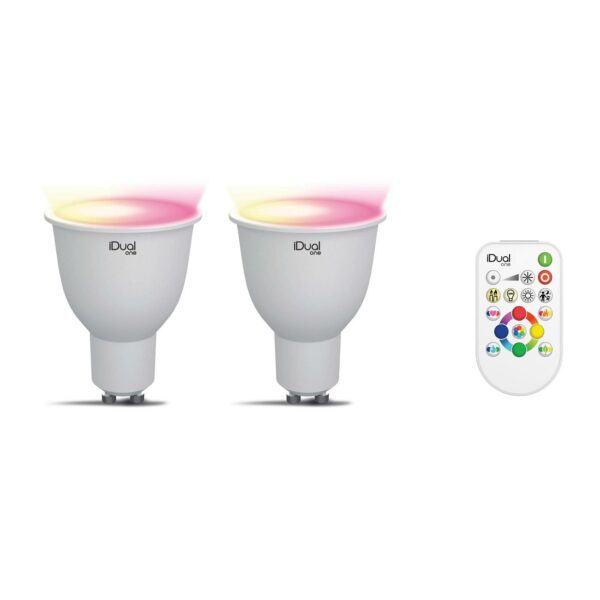 iDual One GU10 5 W RGBW 2 stk., fjernbetjening