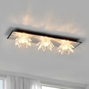 Fiore Cristallo loftlampe med bladsølv og 3 lys
