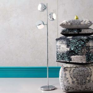 CALOTTA gulvlampe i retro-stil, 3 lyskilder, krom