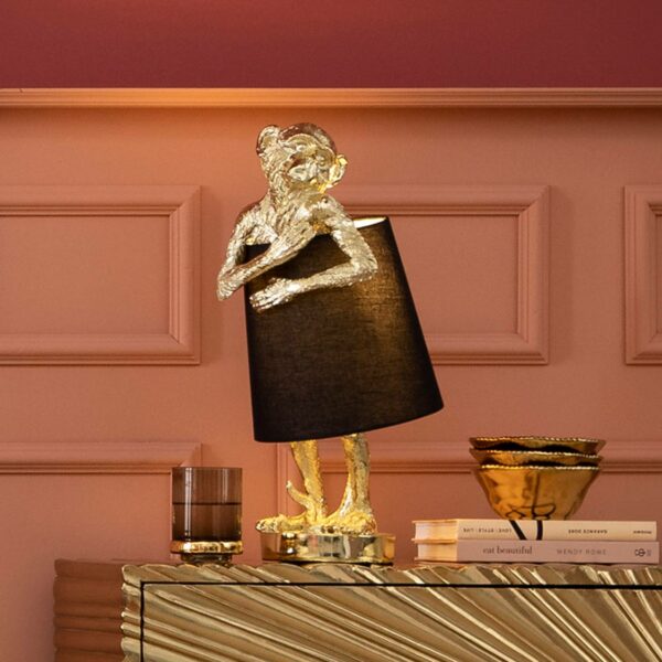 KARE Animal Monkey bordlampe sort/gylden