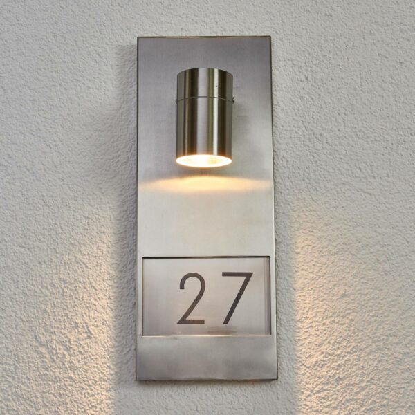 Flot husnummerlampe Modena 7655, i rustfrit stål