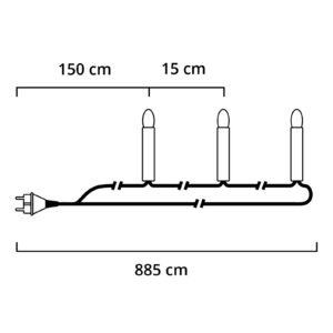 Kulørt LED-lyskæde med 50 lys, 8,85m