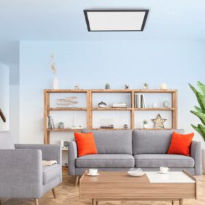 Flat LED-loftlampe, CCT, sort, 45 x 45 cm