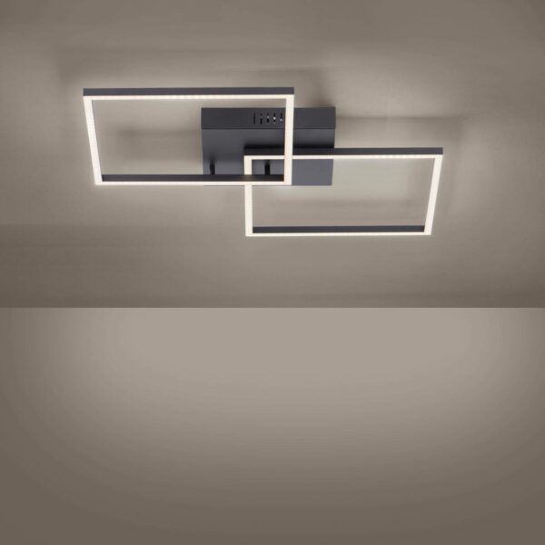 Iven LED-loftlampe, sort, 2 lyskilder, kvadrat