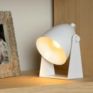 Bordlampe Chago af metal, hvid