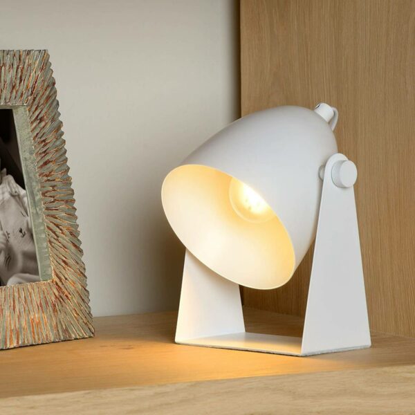 Bordlampe Chago af metal, hvid