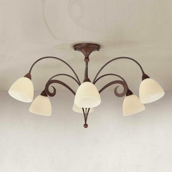 Luca rustik loftlampe m. 6 pærer